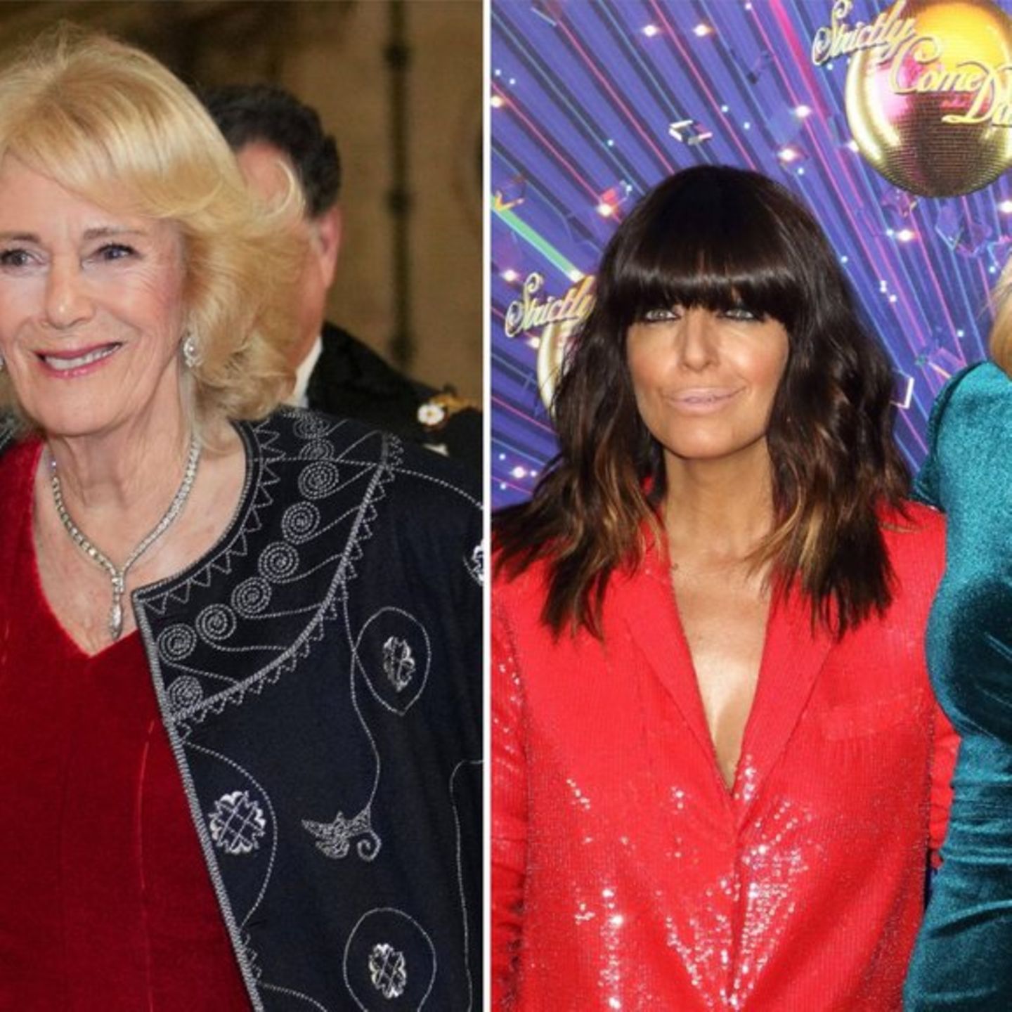 Königin Camilla (li.) hat Claudia Winkleman und Tess Daly von "Strictly Come Dancing" verabschiedet.