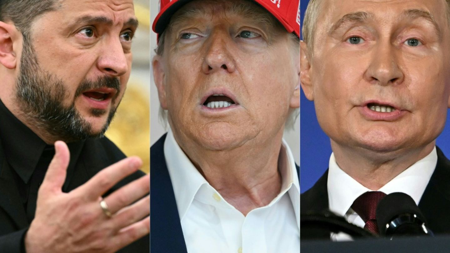 Die Präsidenten der Ukraine, der USA und Russlands (v.l.n.r.)