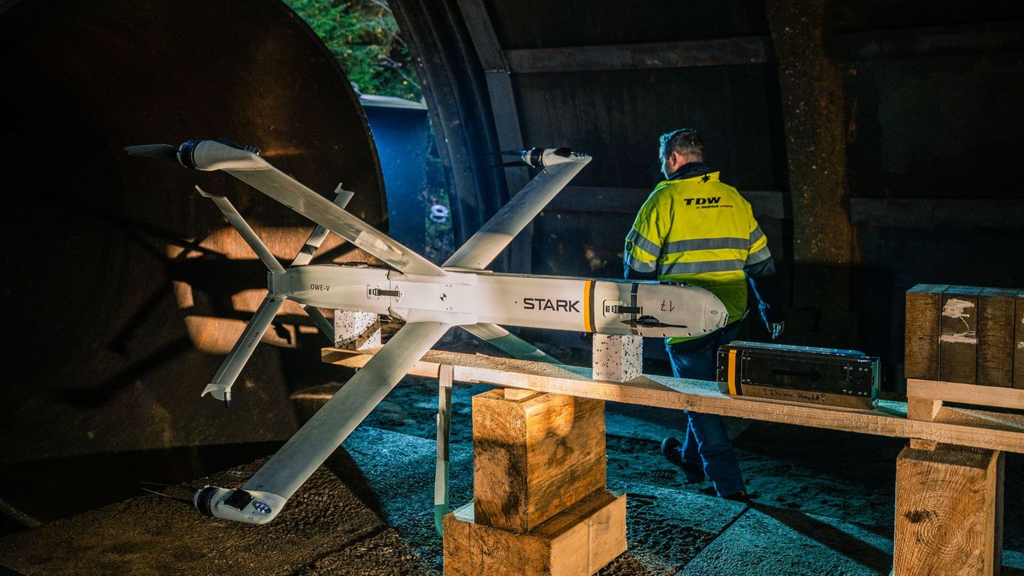 Nach Angaben von Stark Defence wurden mit der Drohne mehr als 800 mm Panzerstahl durchdrungen. Foto: Mbda Deutschland Gmbh/dpa