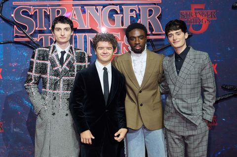 Die Stars von "Stranger Things" - Finn Wolfhard (l-r), Gaten Matarazzo, Caleb McLaughlin und Noah Schnapp - lieben die Musik der