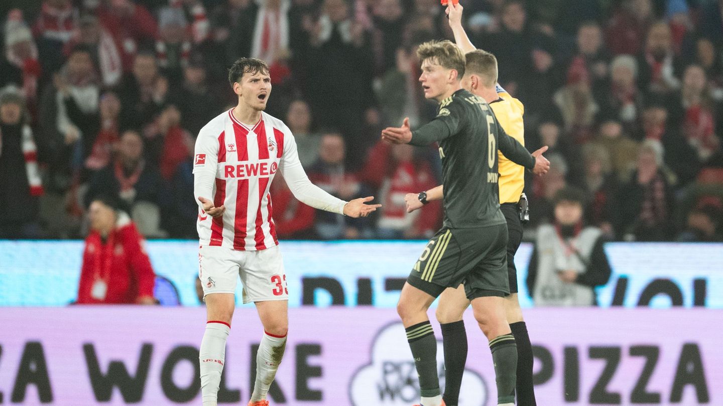 Nach seiner Roten Karte für zwei Spiele gesperrt: Kölns Rav van den Berg. Foto: Marius Becker/dpa