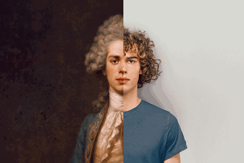 Zwei Motive, die jeweils ein junges,- und ein altes Gesicht zeigen