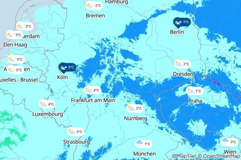 Eine Wetter-Karte zeigt, wo es in Deutschland Frost gibt