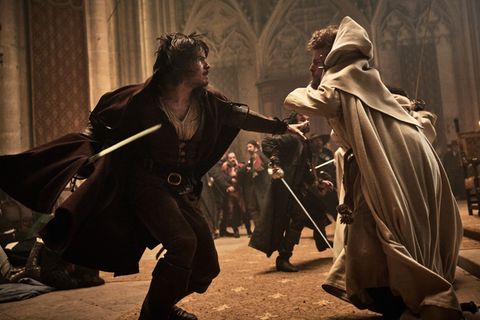 Später sind sie Verbündete, hier aber wird erst einmal gekämpft: D'Artgnan (François Civil, links) und Aramis (Romain Duris).