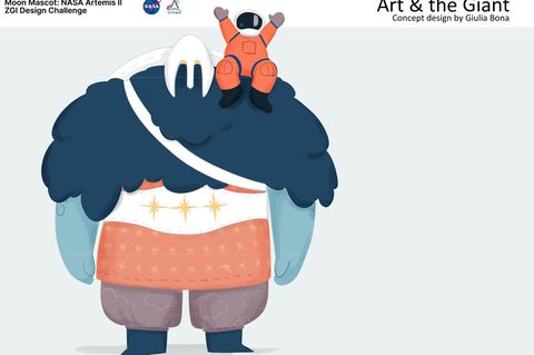 So könnte das Maskottchen für die "Artemis 2"-Mission aussehen. Foto: Giulia Bona/Freelancer/Nasa /dpa