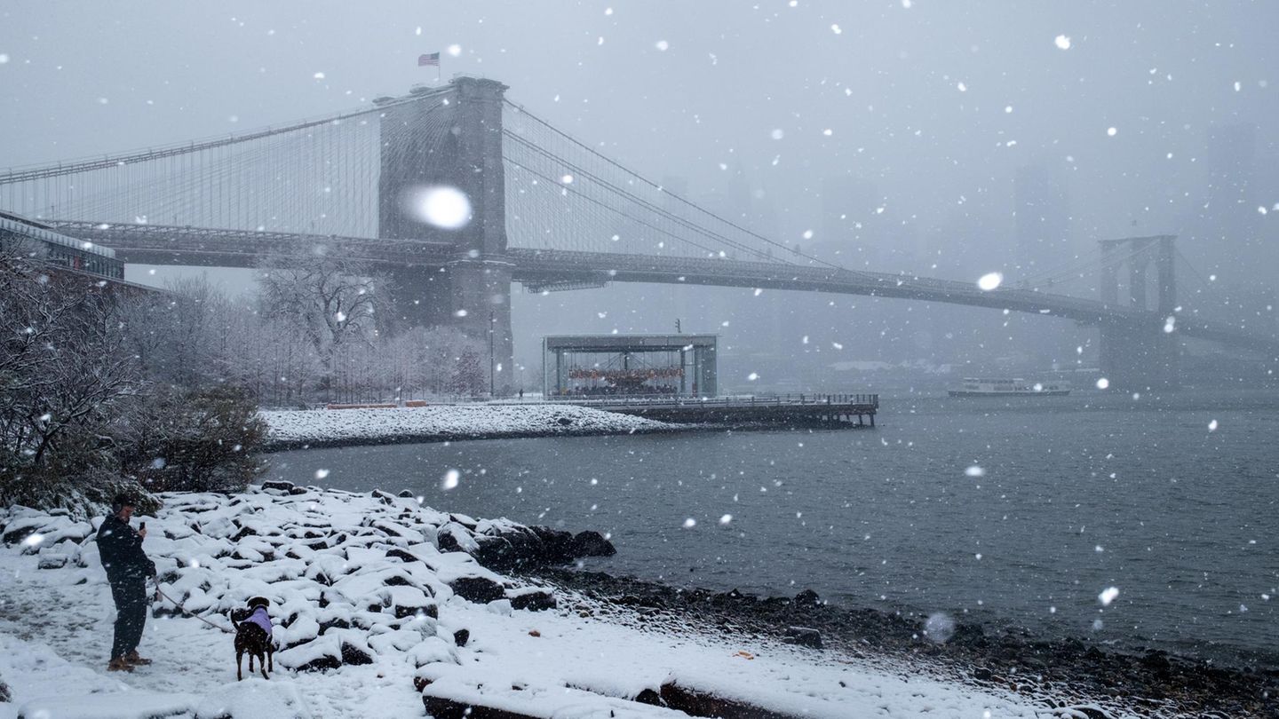 Dicke Flocken am Hudson River