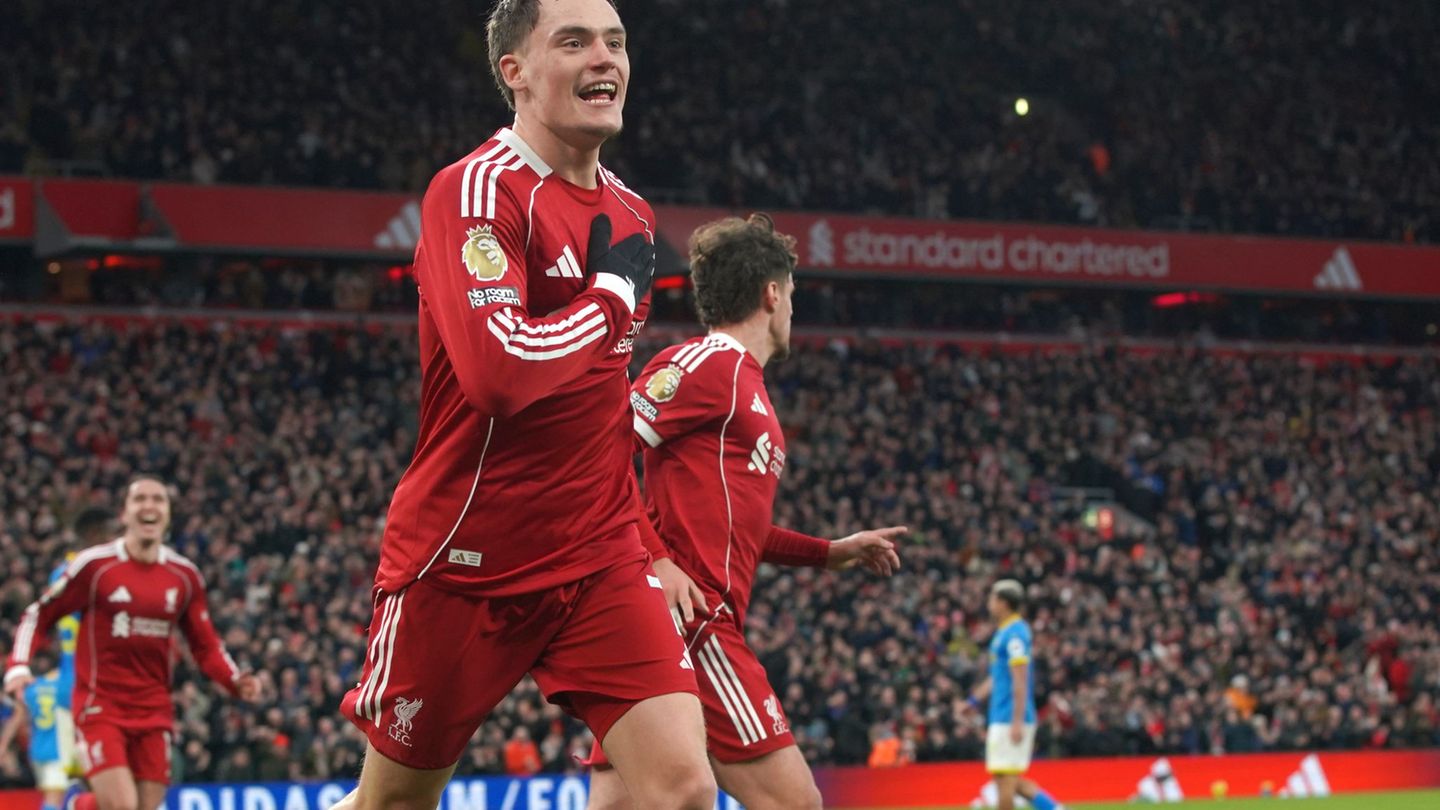 Florian Wirtz konnte endlich sein erstes Tor für den FC Liverpool feiern. Foto: Ian Hodgson/AP/dpa