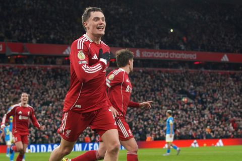 Florian Wirtz konnte endlich sein erstes Tor für den FC Liverpool feiern. Foto: Ian Hodgson/AP/dpa