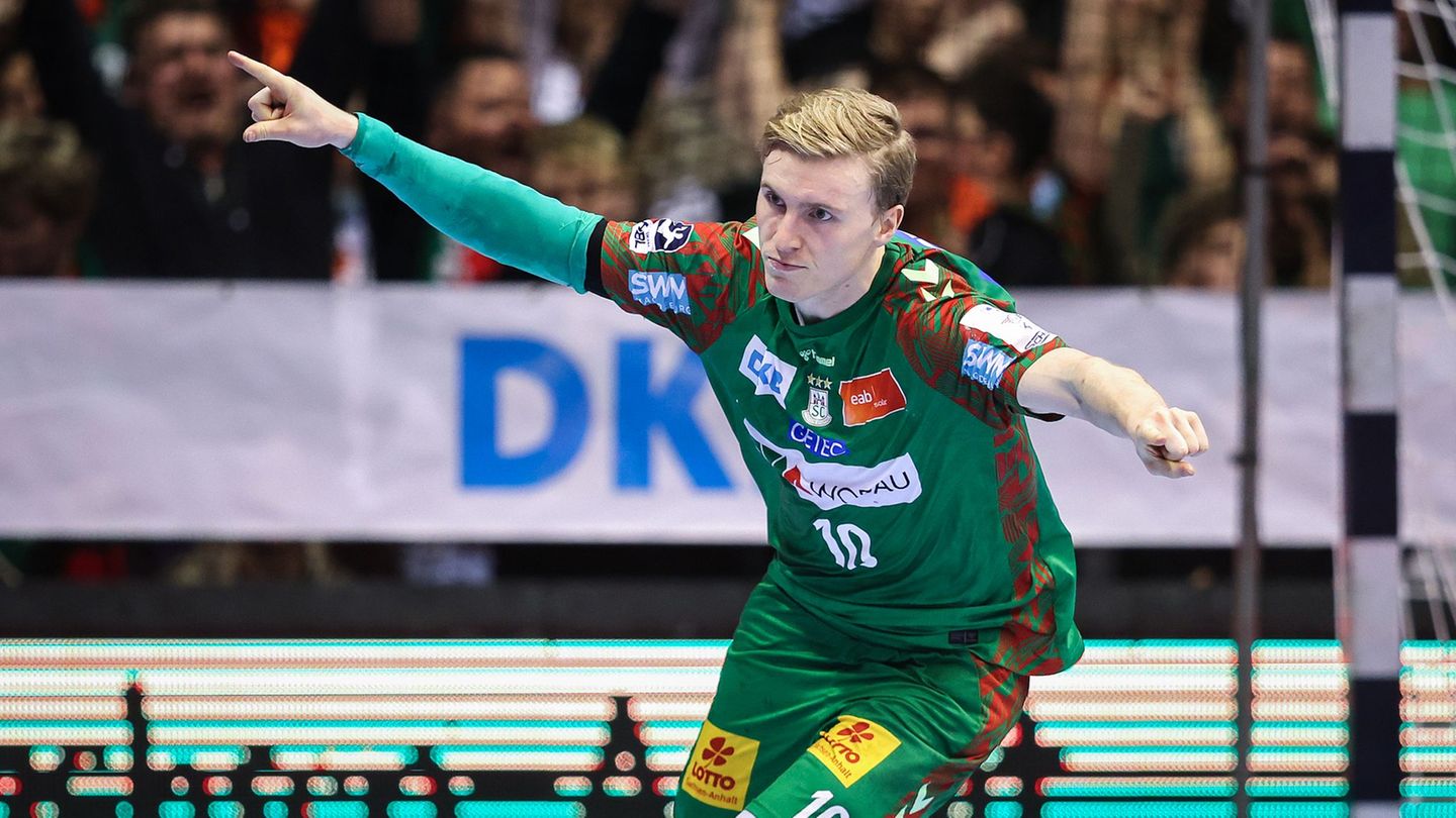 Gisli Kristjansson warf den SC Magdeburg zum 17. Saisonsieg. Foto: Ronny Hartmann/dpa-Zentralbild/dpa