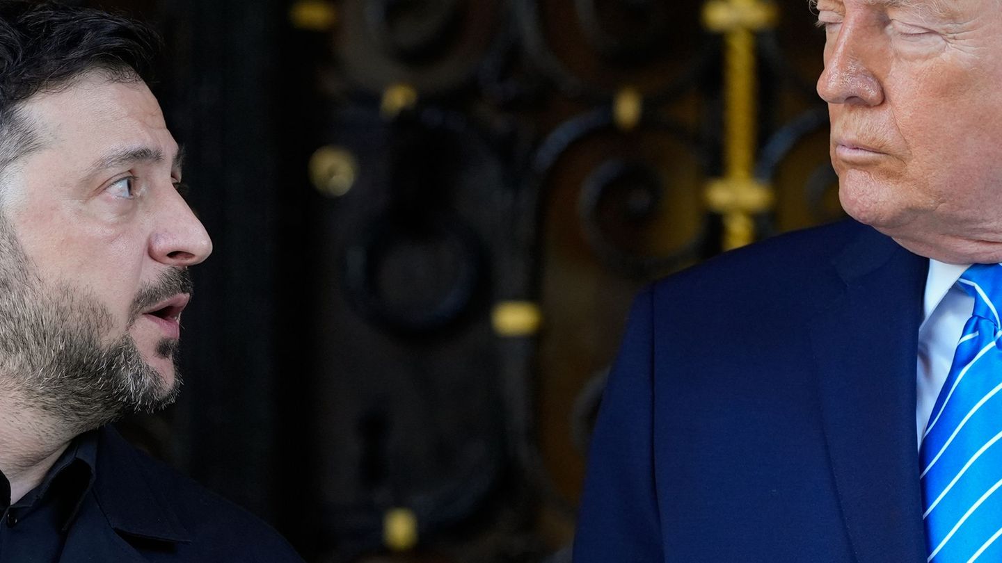 Vielsagender Blick? Trump und Selenskyj in Florida. Foto: Alex Brandon/AP/dpa