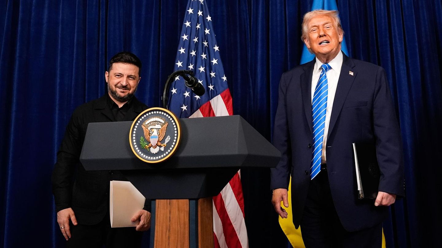 Pressekonferenz nach den Ukraine-Gesprächen in Florida: Donald Trump und Wolodymyr Selenskyj