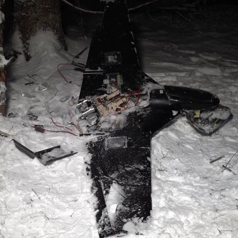 Ein Bild der ukrainischen Drohne vom Typ Tschaklun-B, die in der Nähe der Residenz Putins abgeschossen werden sein soll