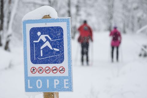 Auf Skiern durch den Gebirgswald: Nach den Schneefällen der vergangenen Tage sind vielerorts im Erzgebirge Loipen gespurt. (Arch