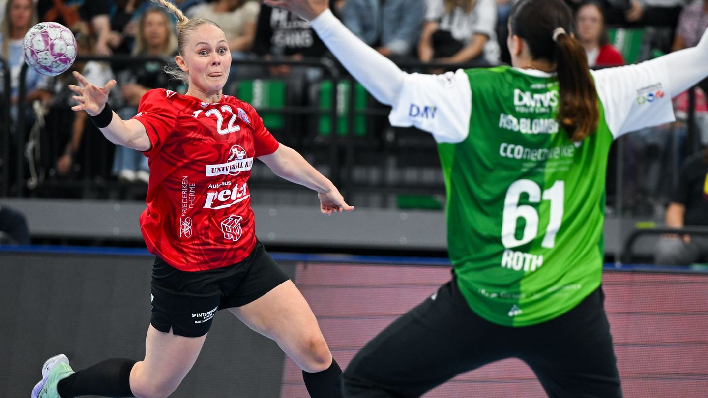 Rikke Hoffbeck Petersen und die Bundesliga-Handballerinnen des Thüringer HC setzten sich knapp bei der HSG Bensheim/Auerbach dur