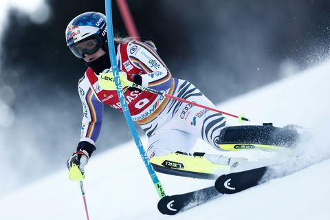 Emma Aicher belegte im Slalom von Kranjska Gora Rang acht. Foto: Gabriele Facciotti/AP/dpa