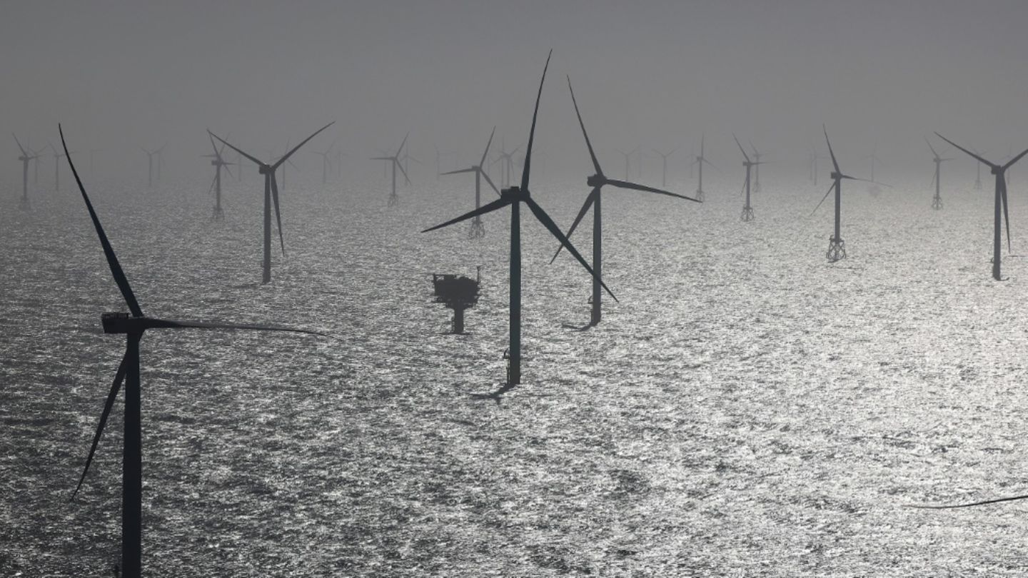 Ein Offshore-Windpark vor Helgoland