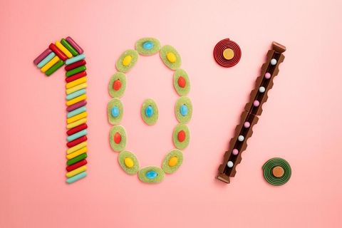 Weniger Zucker im Alltag: Zehn Prozent als Zahl mit Süßigkeiten nachgelegt