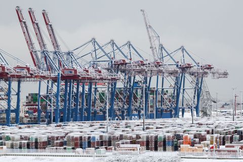 Die Stadt Hamburg und die Reederei MSC wollen die HHLA ohne Kleinaktionäre führen. (Archivbild) Foto: Christian Charisius/dpa