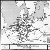 Karte Luftverkehrsnetz in Mitteleuropa 1926