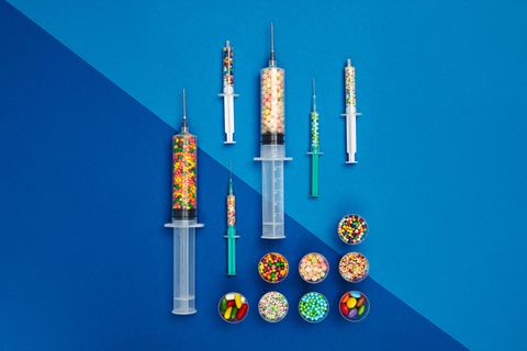 Zucker: Spritzen mit Süßigkeiten