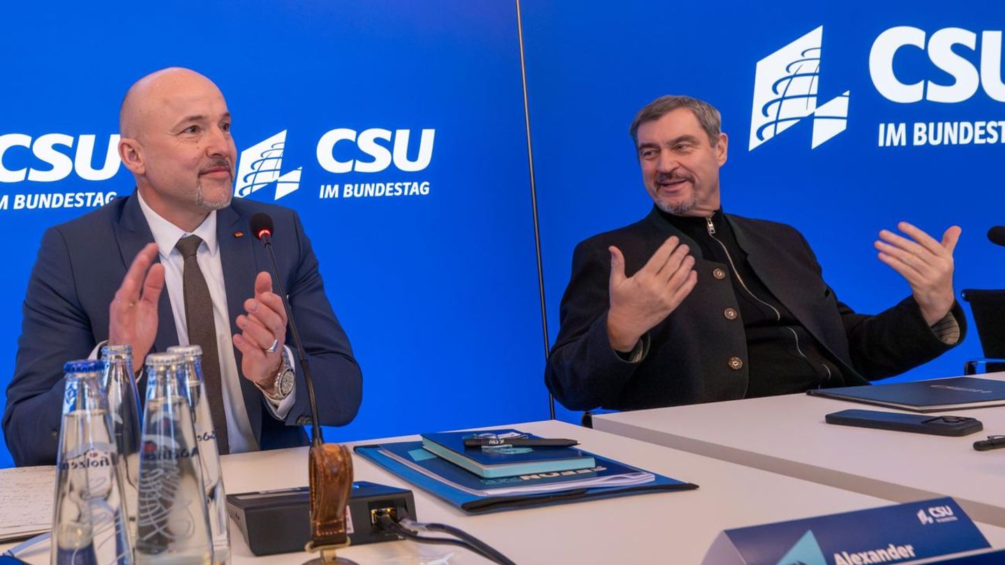 CSU-Landesgruppenchef Alexander Hoffmann (l.) CSU-Chef Markus Söder beim Auftakt der Winterklausur im Kloster Seeon