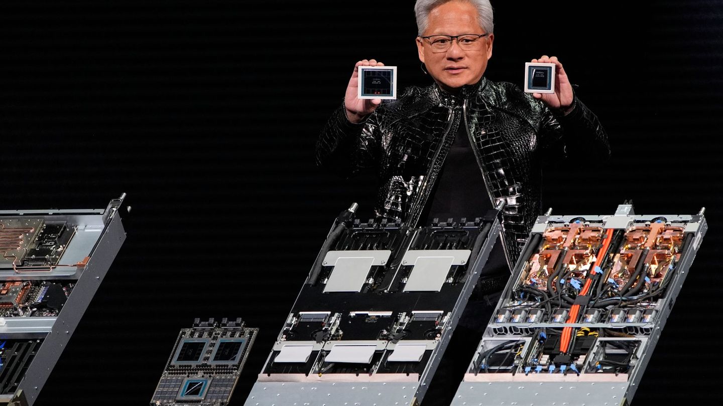 Jensen Huang, Chef von Nvidia: Der Chiphersteller profitiert vom Boom um KI. (Archivbild) Foto: John Locher/AP/dpa