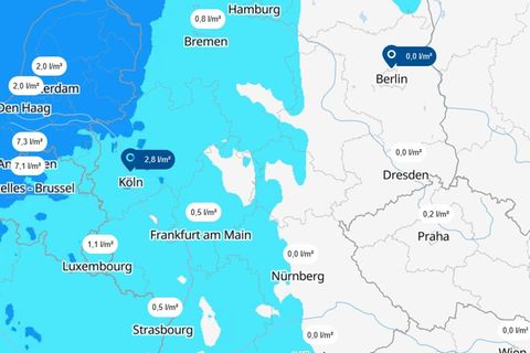 Eine Karte zeigt das Wetter im Winter