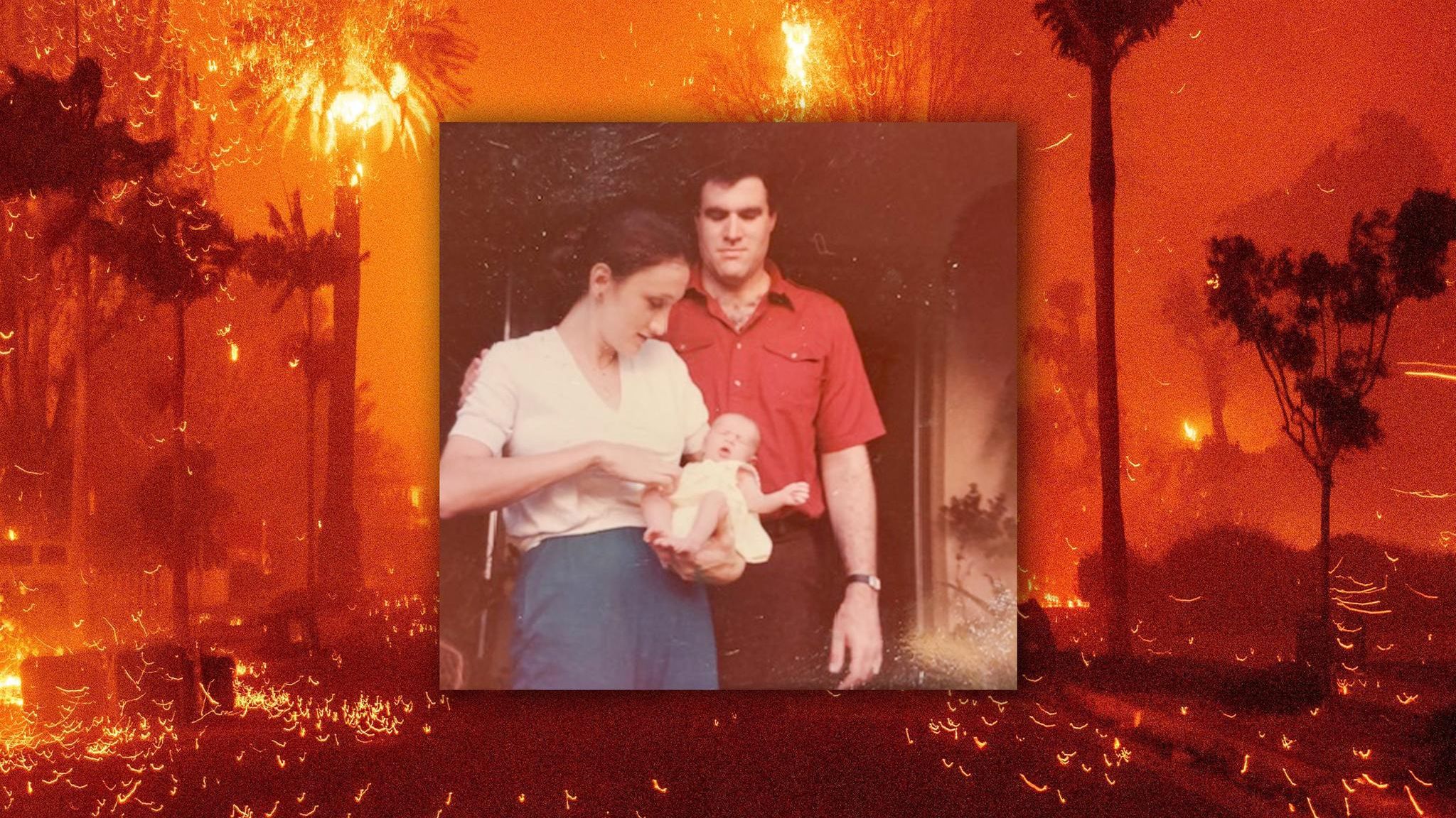 Das Familienbild der Neches vor Flammenkulisse in Los Angeles