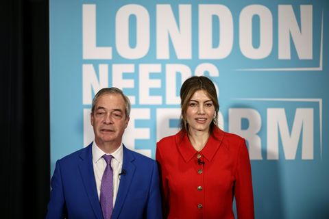 Reform-UK-Chef Nigel Farage mit Bürgermeisterkandidatin Cunningham