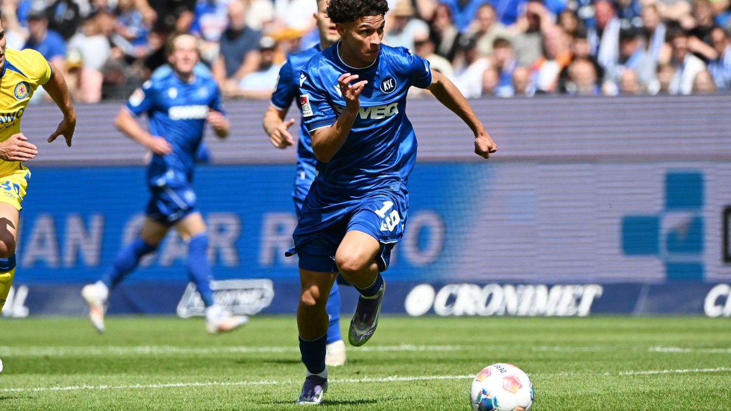 Louey Ben Farhat musste beim KSC zuletzt lange zuschauen. (Archivbild) Foto: Uli Deck/dpa