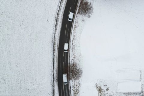 Schnee in Glossop in Nordengland