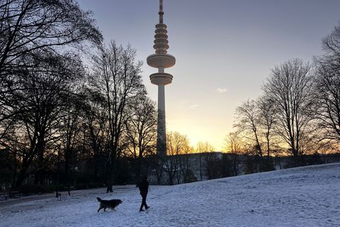 Vom Hamburger Heinrich-Hertz-Turm drohten Eisplatten herabzufallen. (Archivbild) Foto: Thomas Müller/dpa
