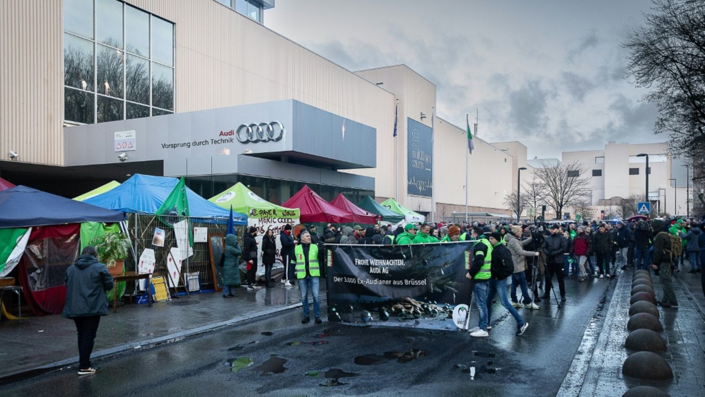Proteste vor dem Audi-Werk in Brüssel im Dezember 2024