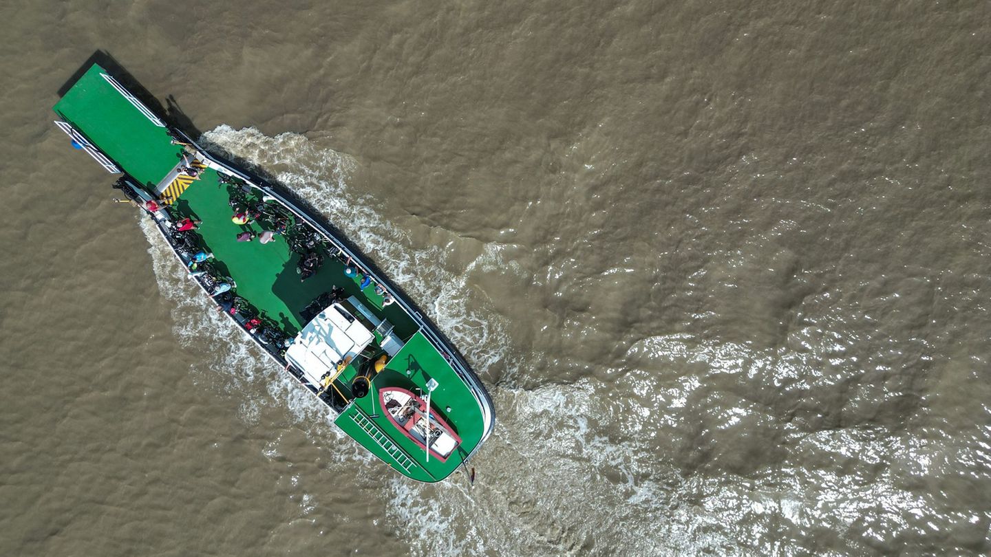 Normalerweise bringt die Fähre mehrmals täglich Radfahrer und Fußgänger über die Ems. (Archivbild) Foto: Lars Penning/dpa