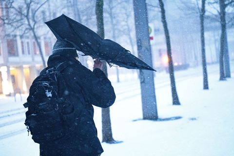 Viel Schnee und eisiger Wind sorgen in Niedersachsen und Bremen für Herausforderungen. Foto: Sina Schuldt/dpa