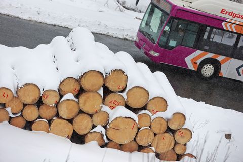 Wegen des Neuschnees ist der Busverkehr im Harz und Südharz weiterhin gestört. (Archivbild) Foto: Matthias Bein/dpa