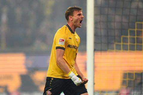 Christoph Daferner von Dynamo Dresden erzielte im Trainingslager-Testspiel den 1:1-Ausgleich. (Archivbild) Foto: Robert Michael/