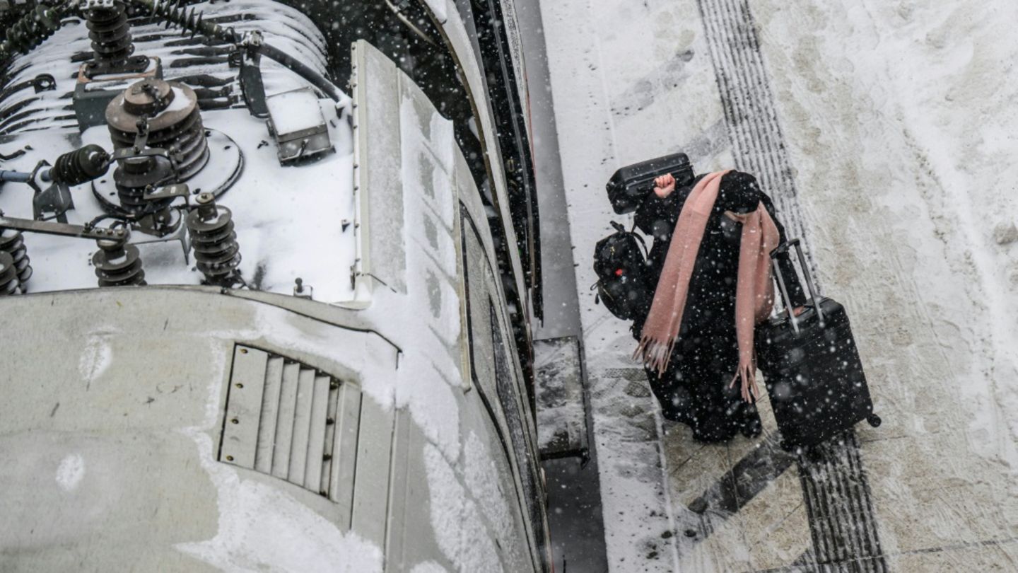 Verschneiter ICE in Hamburg