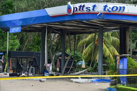 Angegriffene Tankstelle in Thailand