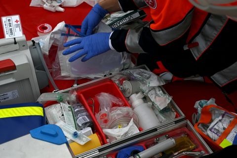 Rettungskräfte bei einer Übung