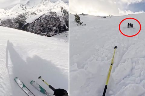 Eine Sportlerin fährt Ski.