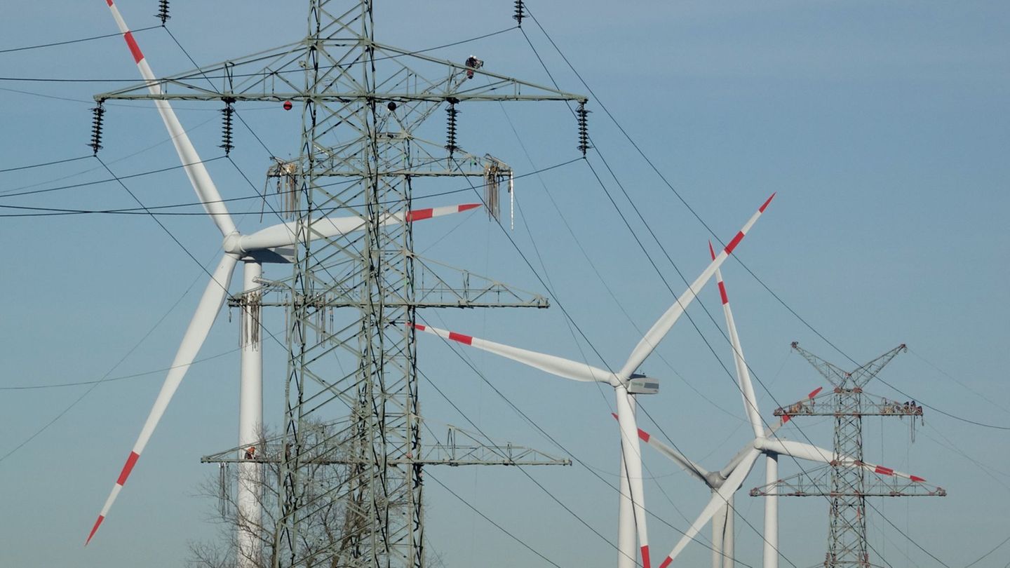 Windkraftanlagen und Strommasten - beides steht für den Ausbau erneuerbare Energie. (Symbolbild) Foto: Carsten Rehder/dpa
