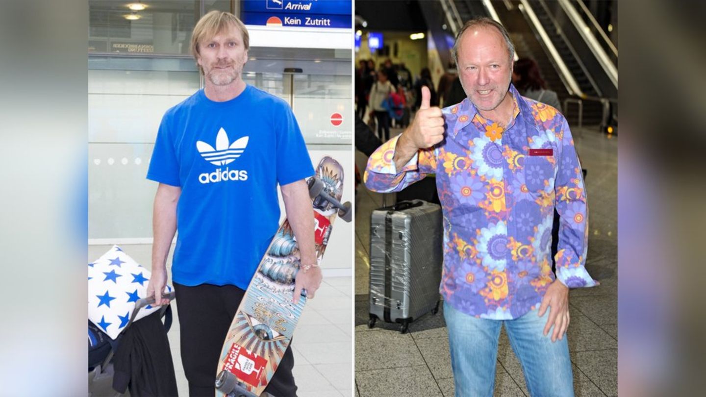 Ansgar Brinkmann (l.) nahm ein Longboard mit ins Dschungelcamp, Markus Reinecke eine Ansteckblume.