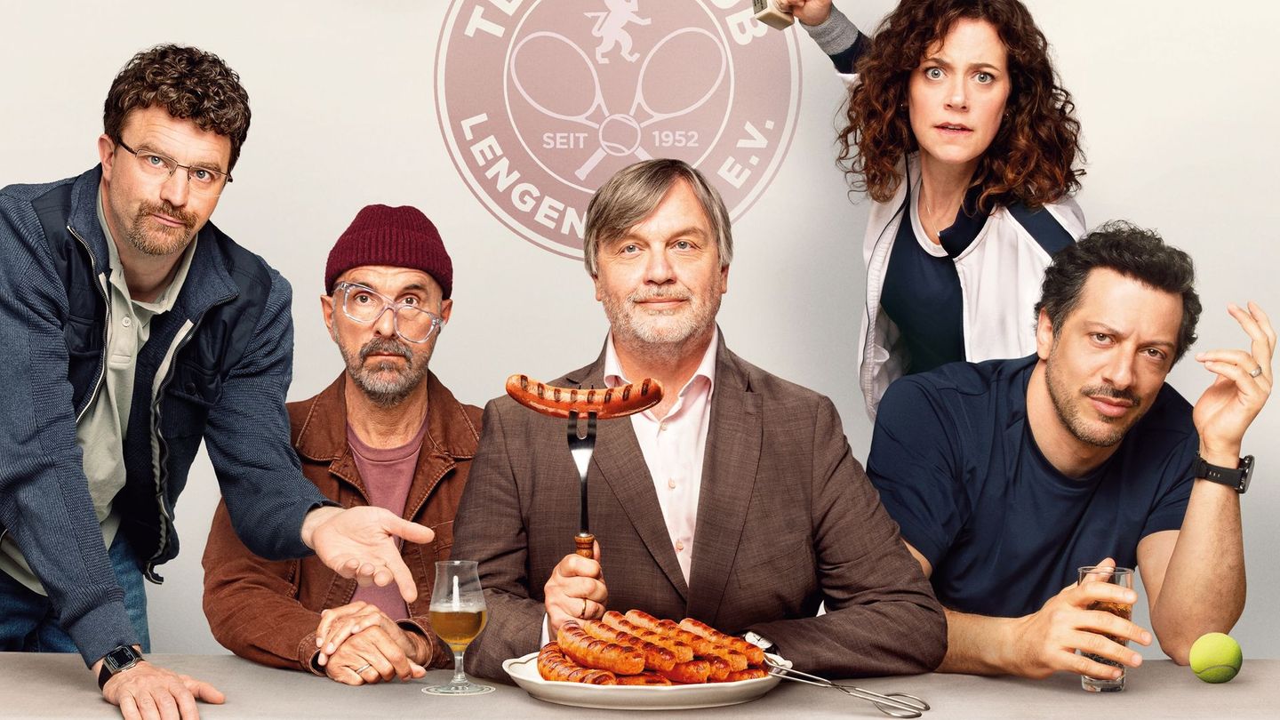 Kino-Adaption des gleichnamigen Theaterstücks: Friedrich Mücke, Christoph Maria Herbst, Hape Kerkeling, Anja Knauer und Fahri Yardim (von links) streiten um die "Extrawurst".