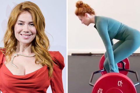 Palina Rojinski beim Kreuzheben.