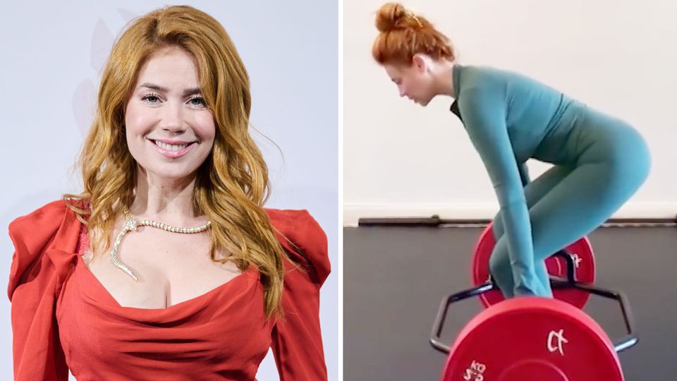 Palina Rojinski beim Kreuzheben.