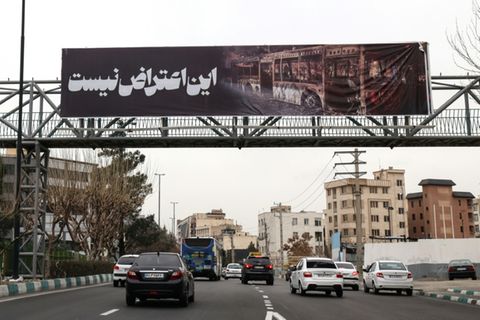 Anti-Protest-Plakat in Teheran