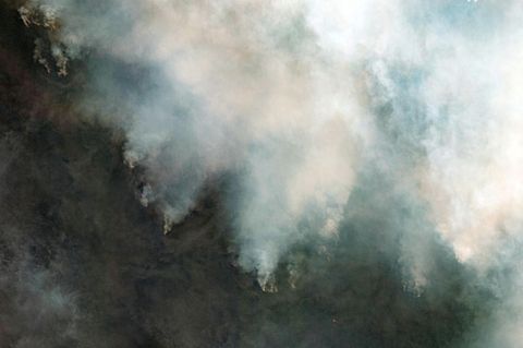 Satellitenaufnahme von Buschfeuer in Victoria