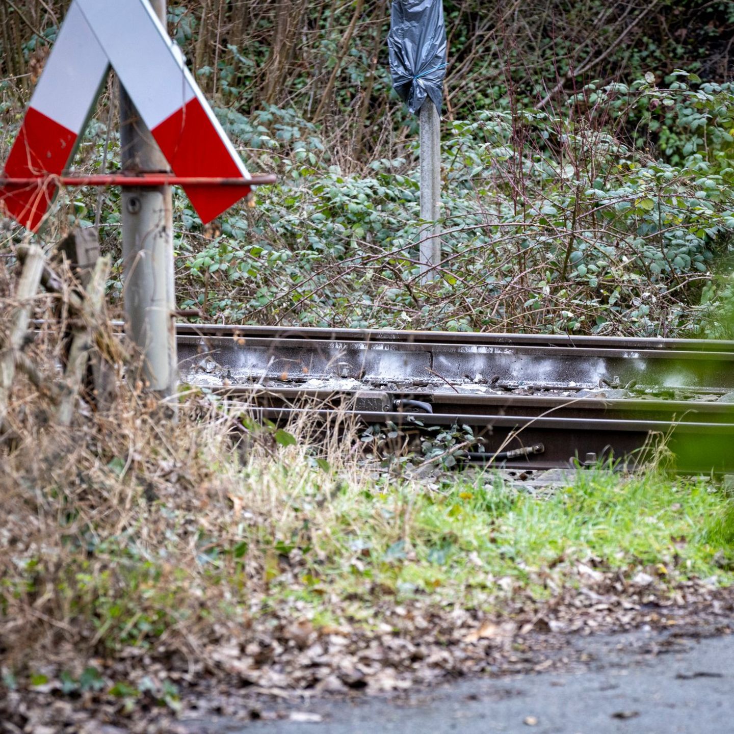 Eine Güterzuglok ist in Essen durch ein befestigtes Metallteil entgleist. Die Ermittler gehen von einer Straftat aus. Foto: Just