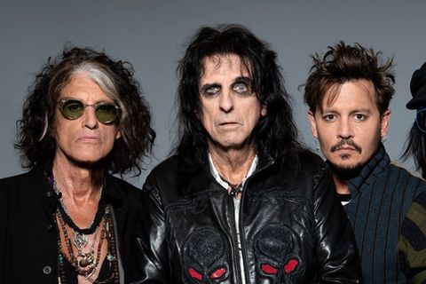 Die Hollywood Vampires: Joe Perry, Alice Cooper, Johnny Depp und Tommy Henriksen (v.l.n.r.).